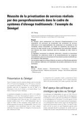 Réussite de la privatisation de services réalisés par des paraprofessionnels dans le cadre de systèmes d’élevage traditionnels  l’exemple du Sénégal.pdf